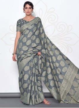 Flawless Grey Weaving Cotton Casual Saree