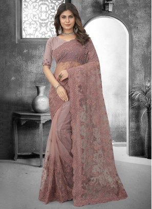 Flawless Net Brown Trendy Saree