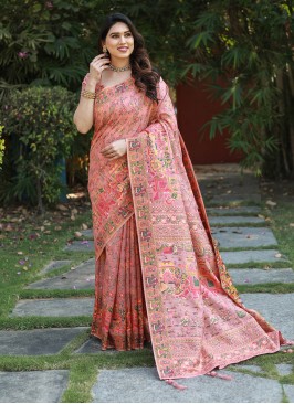Flawless Pink Pashmina Contemporary Saree