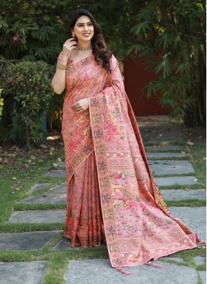 Flawless Pink Pashmina Contemporary Saree