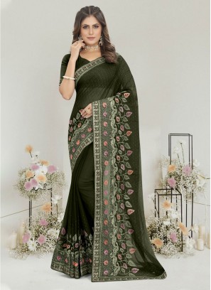 Flawless Sea Green Resham Classic Saree