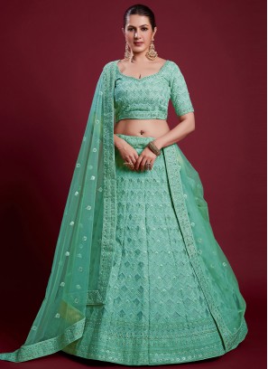 Flawless Turquoise Trendy Lehenga Choli