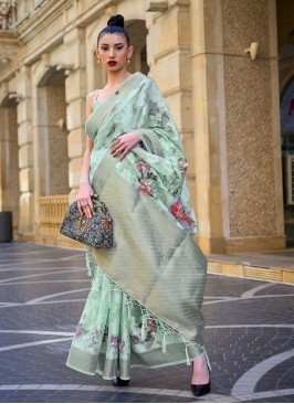 Floral Brasso Green Weaving Traditional Saree