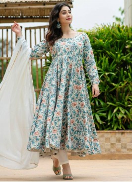 Floral Print Maslin Silk Readymade Salwar Kameez i