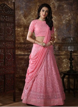Function Wear Embroidered Lehenga Choli In Pink Color