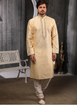 Function Wear Fancy Cream Color Designer Kurta Pajama