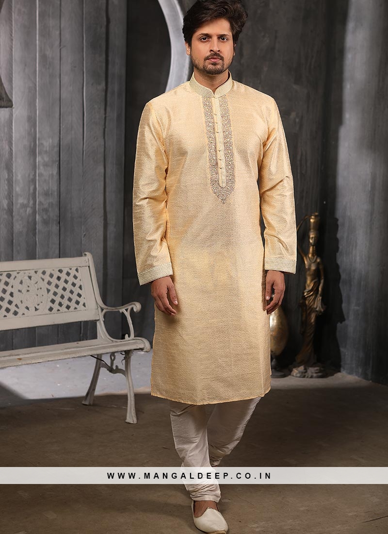 Function Wear Fancy Cream Color Designer Kurta Pajama