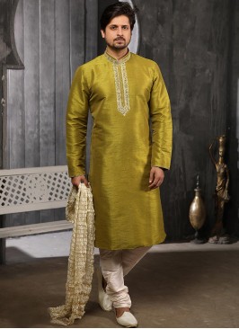 Function Wear Fancy Green Color Designer Kurta Pajama