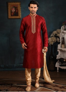 Function Wear Fancy Maroon Color Designer Kurta Pajama