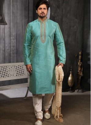Function Wear Fancy Sky Blue Color Designer Kurta Pajama