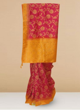 Function Wear Silk Saree In Pink Color