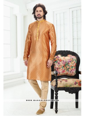 Genial Printed Banarasi Silk Kurta Set For men