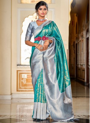 Genius Jacquard Work Banarasi Silk Contemporary Style Saree