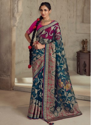 Genius Printed Teal Classic Saree