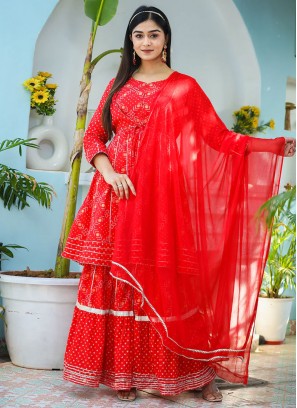 Genius Red Ceremonial Trendy Salwar Suit