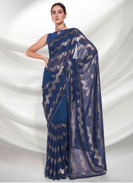 Georgette Blue Classic Designer Saree