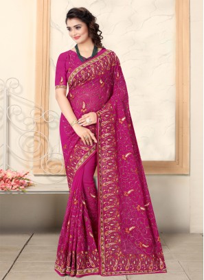 Georgette Bollywood Saree in Pink