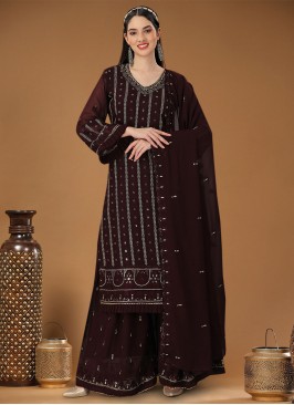 Georgette Brown Designer Salwar Suit