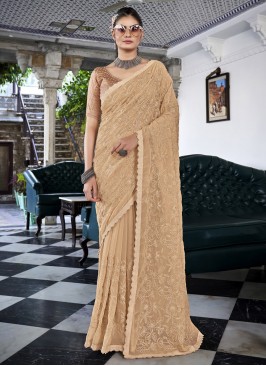 Georgette Classic Designer Saree in Beige