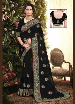 Georgette Classic Saree in Black