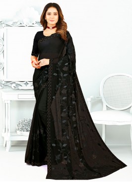 Georgette Contemporary Saree in Black