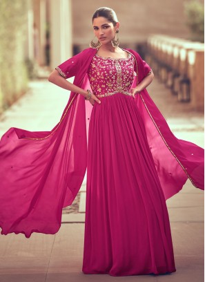 Georgette Designer Gown in Pink