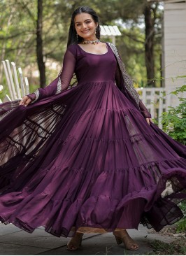 Georgette Designer Gown in Wine