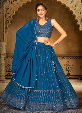 Georgette Designer Lehenga Choli in Blue