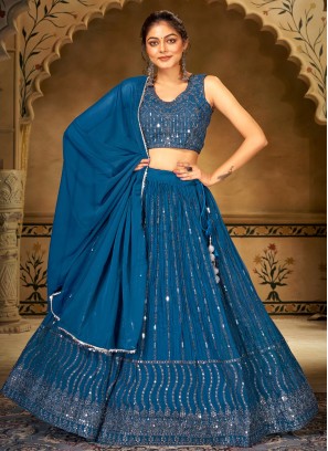 Georgette Designer Lehenga Choli in Blue