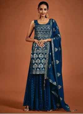 Georgette Designer Salwar Kameez in Teal