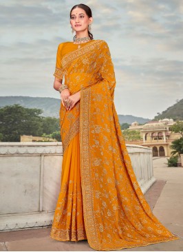 Georgette Designer Saree in Mustard