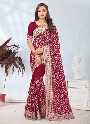 Georgette Diamond Rani Trendy Saree