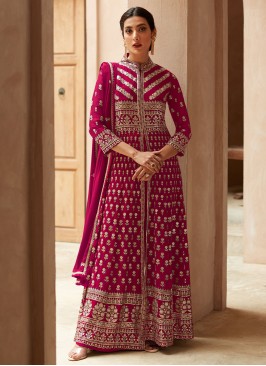 Georgette Embroidered Rani Readymade Salwar Kameez