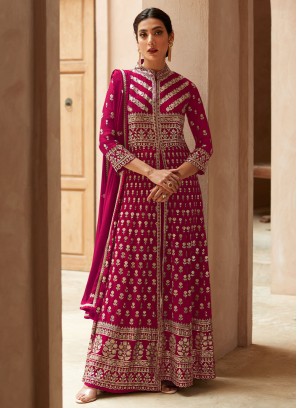 Georgette Embroidered Rani Readymade Salwar Kameez