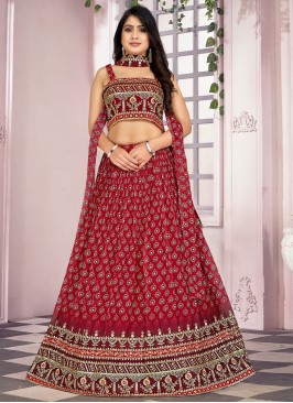 Georgette Embroidered Readymade Lehenga Choli in Pink