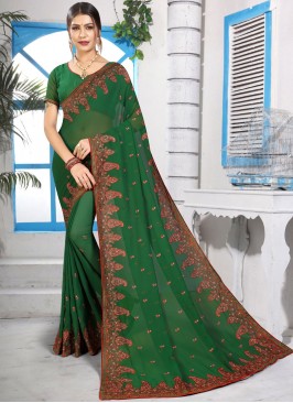 Georgette Green Classic Saree