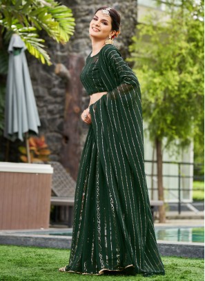 Georgette Green Embroidered Trendy Lehenga Choli