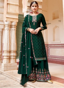 Georgette Green Palazzo Salwar Suit