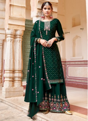 Georgette Green Palazzo Salwar Suit