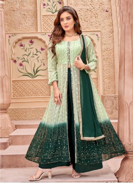 Georgette Green Readymade Salwar Kameez