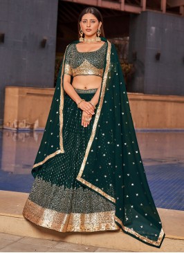 Georgette Green Trendy Lehenga Choli