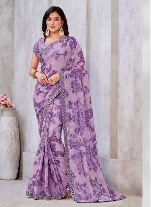 Georgette Lavender Classic Saree