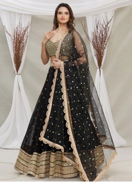 Georgette Lehenga Choli in Black