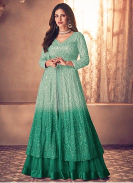 Georgette Lehenga Choli in Green