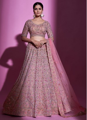 Georgette Lehenga Choli in Mauve 