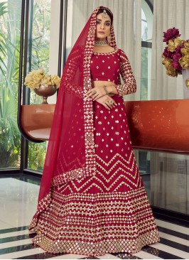 Georgette Lehenga Choli in Red