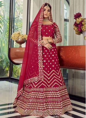 Georgette Lehenga Choli in Red