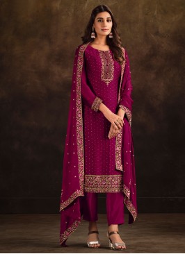 Georgette Magenta Trendy Salwar Suit