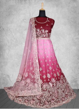 Georgette Maroon Zari Trendy Lehenga Choli