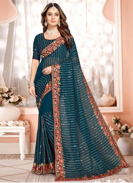 Georgette Morpeach  Zari Traditional Saree